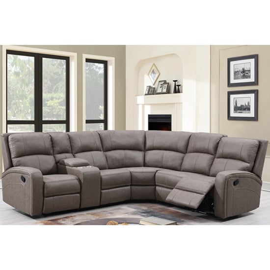 Read more about Seoul manual recliner fabric corner sofa in taupe