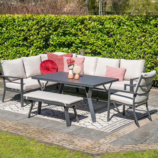 Seraglio Corner Lounge Dining Set Left In Carbon Black