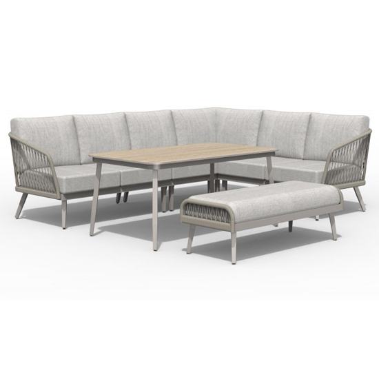 Product photograph of Seras Modular Dining Set With Footstool In Mottled Sand from Furniture in Fashion