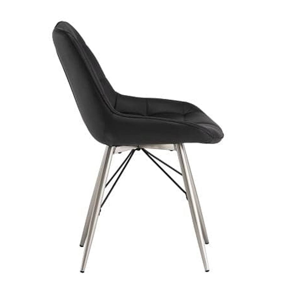 Serbia Black Faux Leather Dining Chairs In Pair