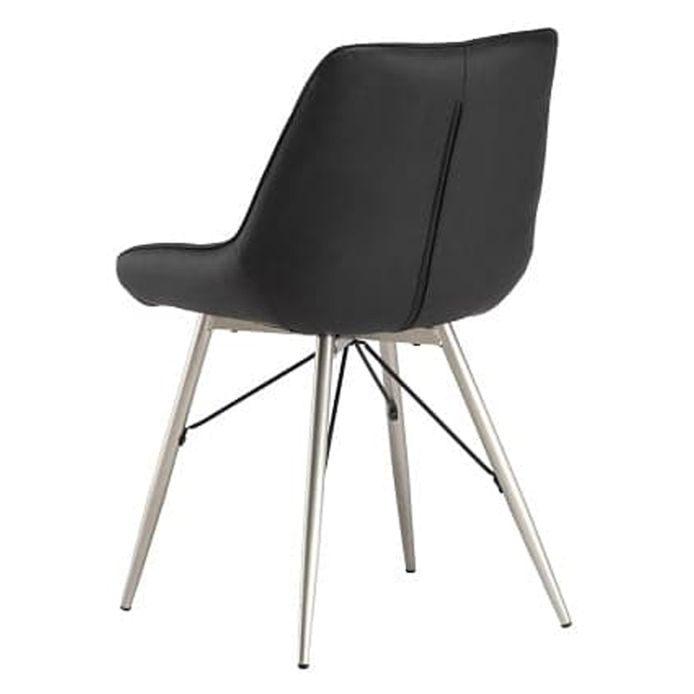 Serbia Black Faux Leather Dining Chairs In Pair