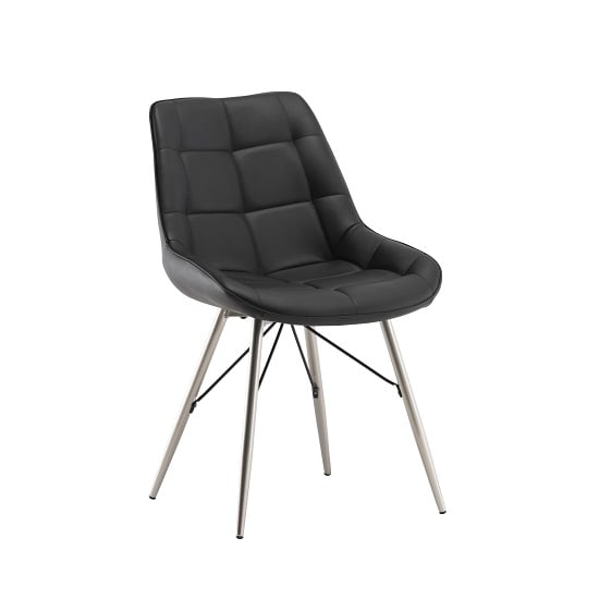 Product photograph of Serbia Faux Leather Dining Chair In Black from Furniture in Fashion