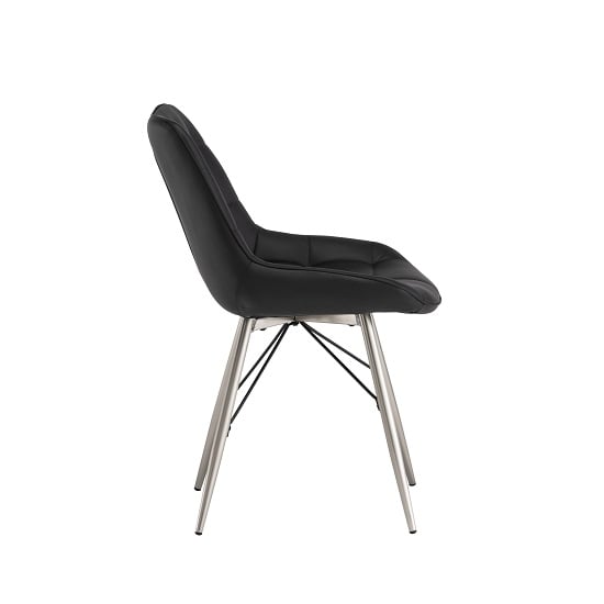 Serbia Dining Chair In Black Faux Leather With Chrome Legs_2