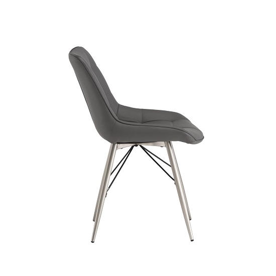 Serbia Dining Chair In Grey Faux Leather With Chrome Legs_2