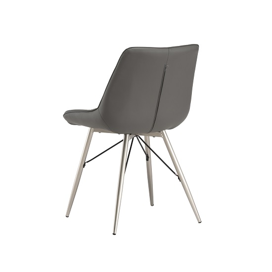 Serbia Dining Chair In Grey Faux Leather With Chrome Legs_3
