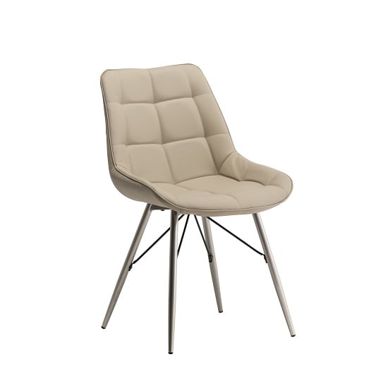 Product photograph of Serbia Faux Leather Dining Chair In Stone from Furniture in Fashion