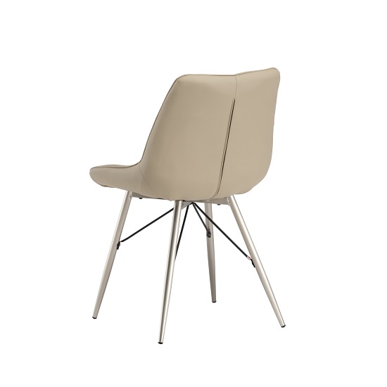 Serbia Dining Chair In Stone Faux Leather With Chrome Legs_3
