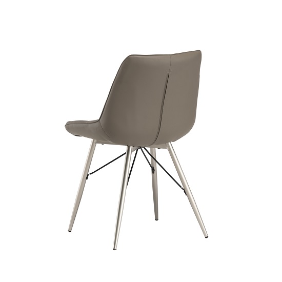 Serbia Dining Chair In Taupe Faux Leather With Chrome Legs_2