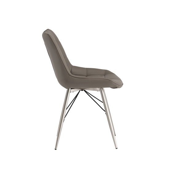 Serbia Dining Chair In Taupe Faux Leather With Chrome Legs_3