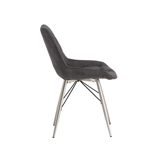 Serbia Fabric Dining Chair In Grey With Chrome Legs_2