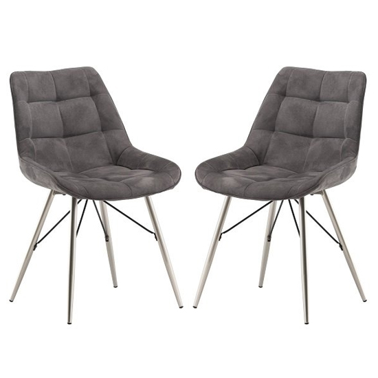 Photo of Serbia grey fabric dining chairs in pair