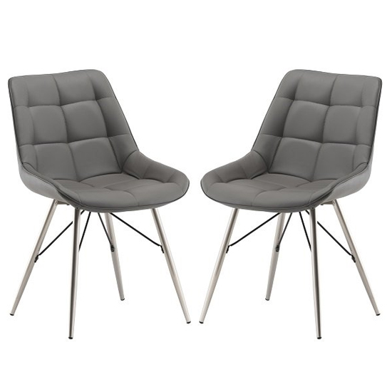 Photo of Serbia grey faux leather dining chair in pair