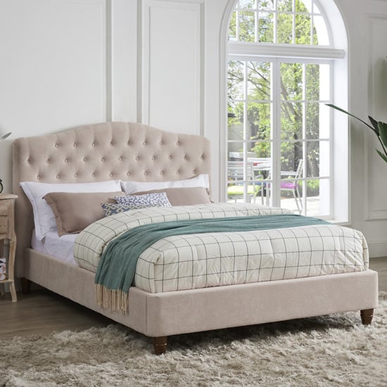 Serena Fabric Double Bed In Pink