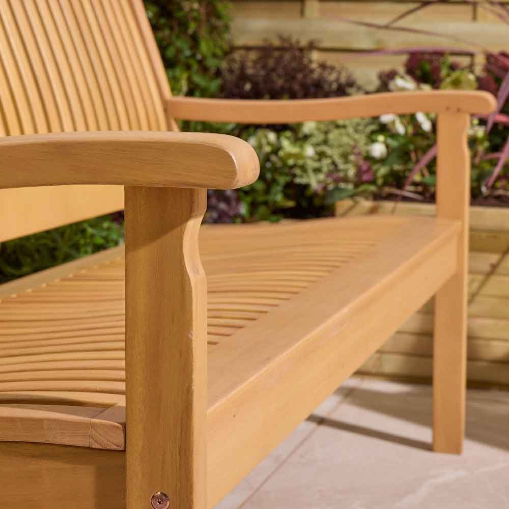 Serenity Garden Wooden 3 Seater Bench In Natural