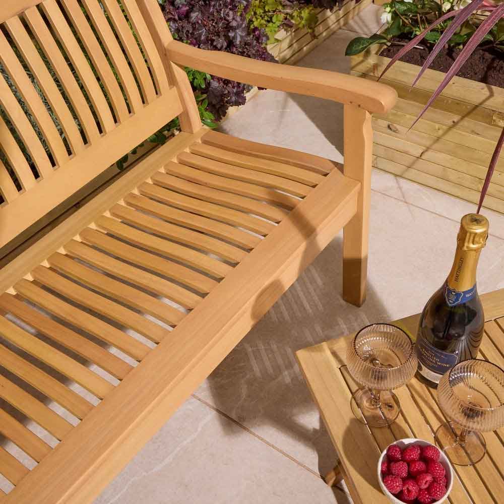 Serenity Garden Wooden 3 Seater Bench In Natural