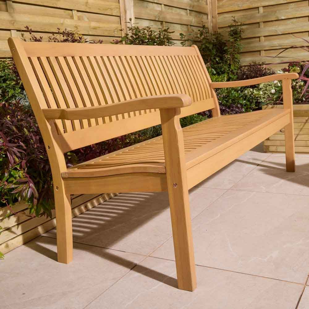 Serenity Garden Wooden 3 Seater Bench In Natural