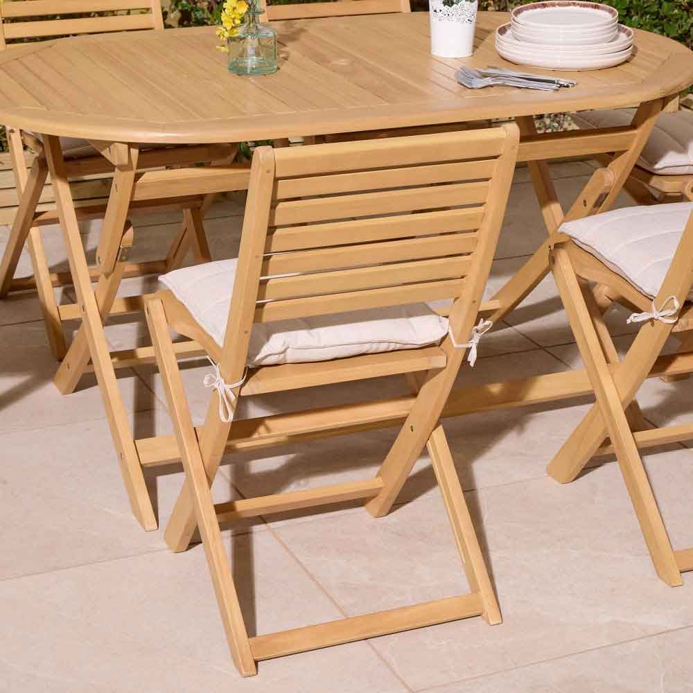 Serenity Wooden Oval Dining Table with 6 Chairs and Cushions in Natural