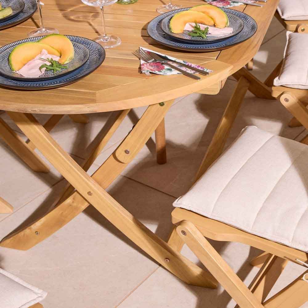 Serenity Wooden Oval Dining Table with 8 Chairs and Cushions in Natural