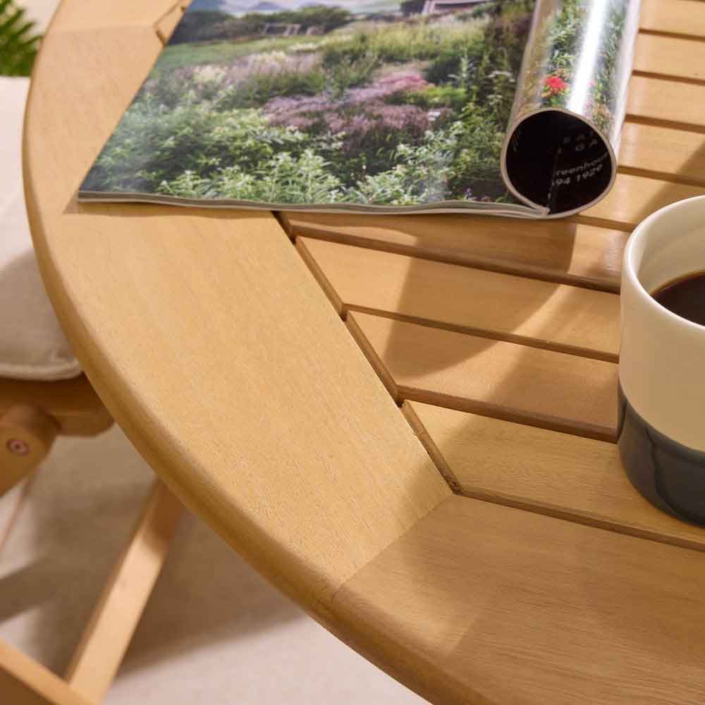 Serenity Wooden Round Dining Table with 6 Chairs and Cushions in Natural