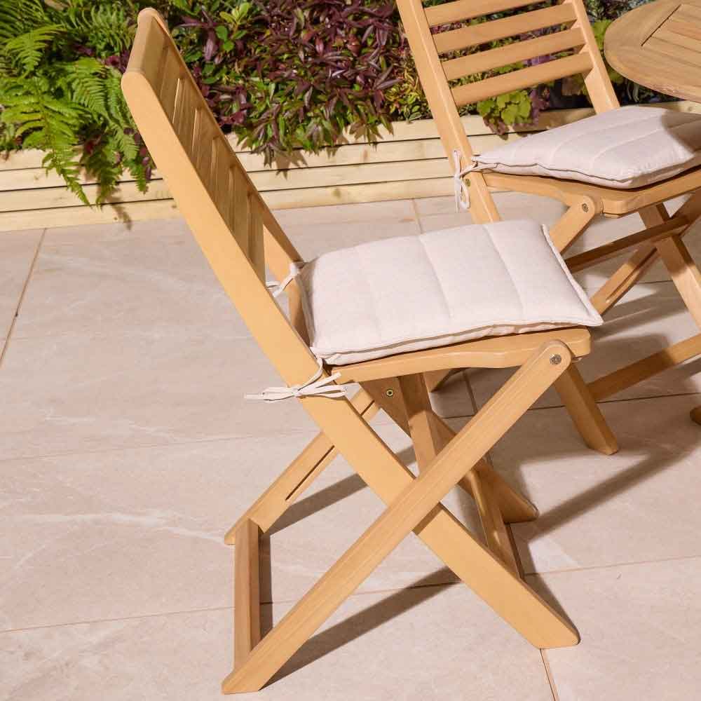 Serenity Wooden Round Dining Table with 6 Chairs and Cushions in Natural