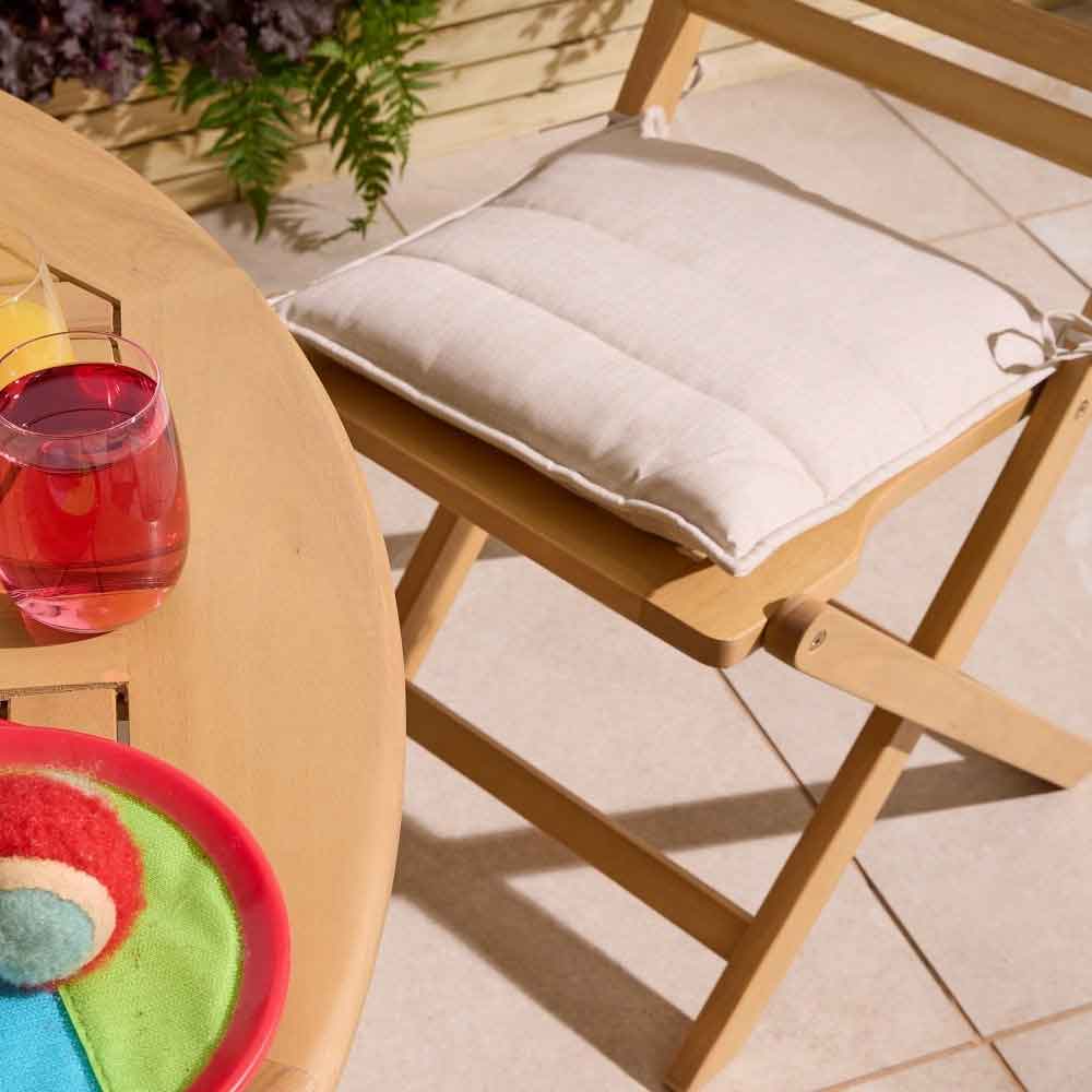 Serenity Wooden Round Dining Table with 6 Chairs and Cushions in Natural