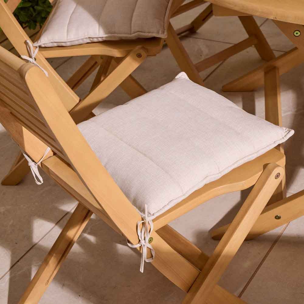 Serenity Wooden Round Dining Table with 8 Chairs and Cushions in Natural