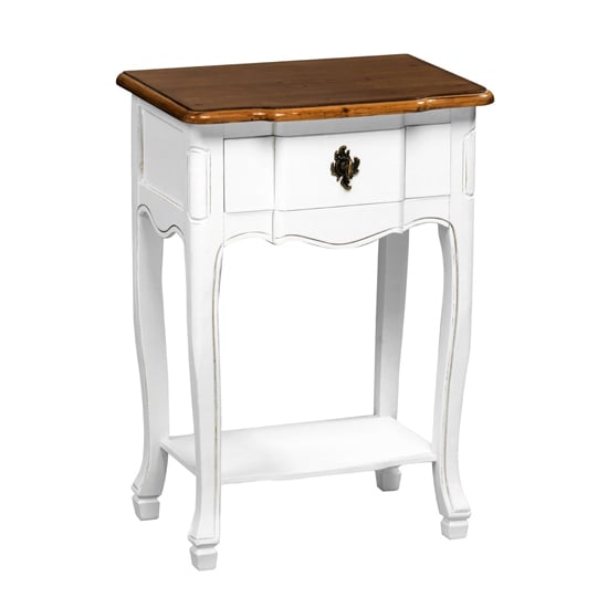 Sereo Wooden 1 Drawer Side Table In Chic White