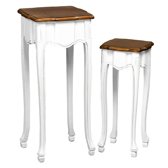 Sereo Wooden Set Of 2 Side Tables In Chic White