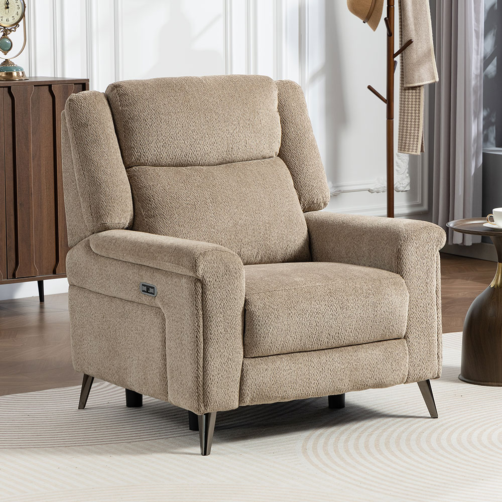 Serina Fabric Electric Recliner Sofa Suite in Driftwood