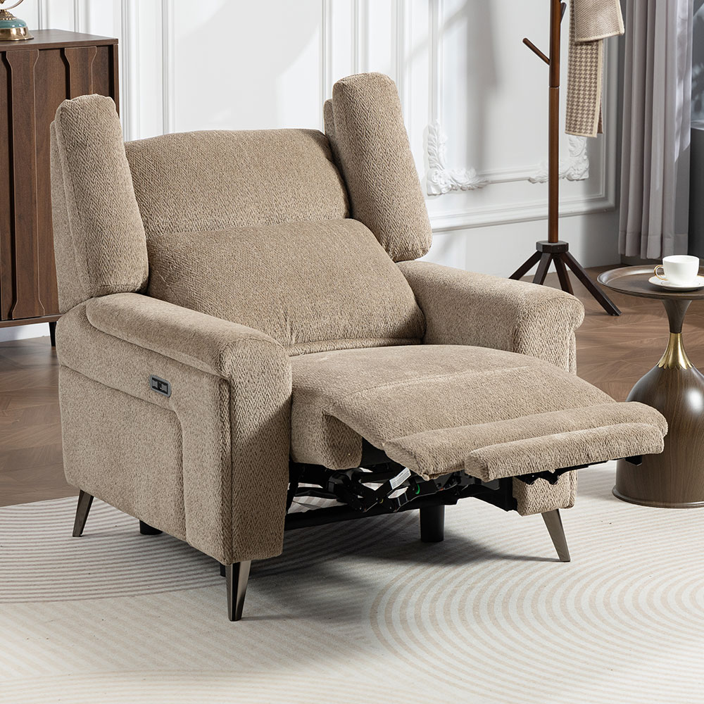 Serina Fabric Electric Recliner Sofa Suite in Driftwood