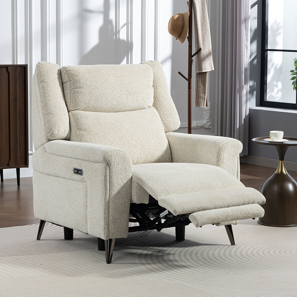 Serina Fabric Electric Recliner Sofa Suite in Oatmeal