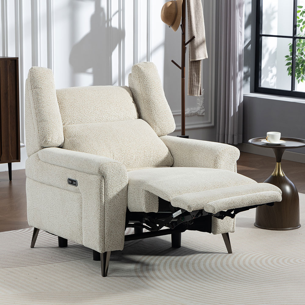 Serina Fabric Electric Recliner Sofa Suite in Oatmeal