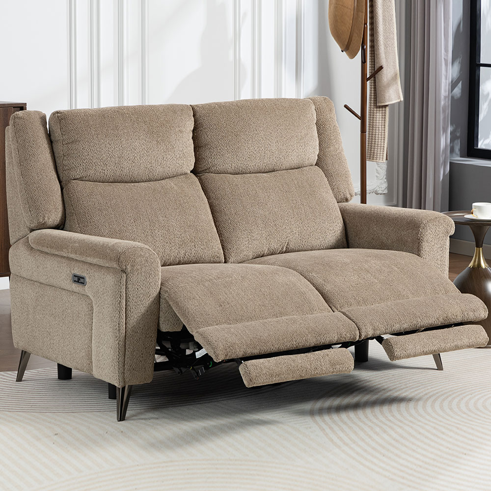 Serina Fabric Electric Recliner Sofa Suite in Driftwood