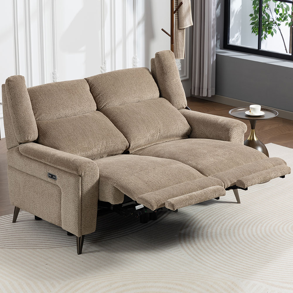 Serina Fabric Electric Recliner Sofa Suite in Driftwood