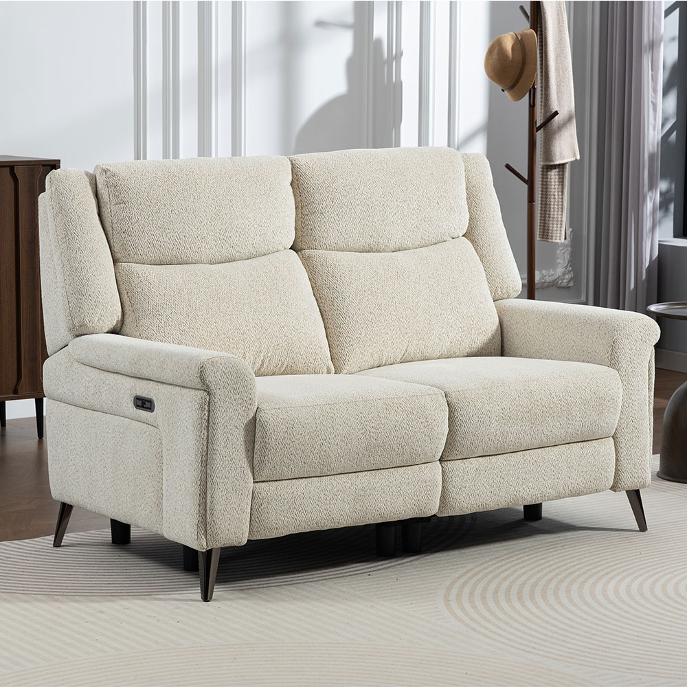 Serina Fabric Electric Recliner Sofa Suite in Oatmeal