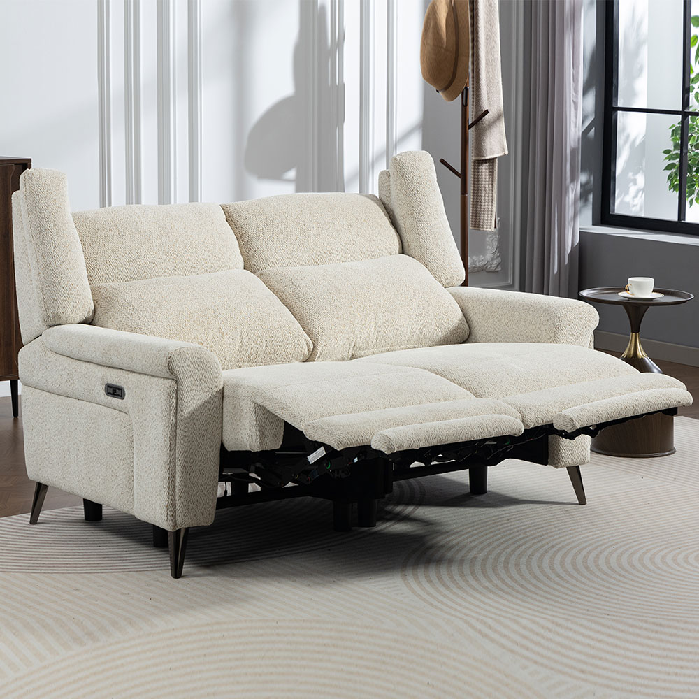 Serina Fabric Electric Recliner Sofa Suite in Oatmeal