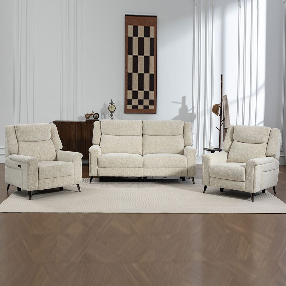 Serina Fabric Electric Recliner 3+1+1 Seater Sofa Set in Oatmeal