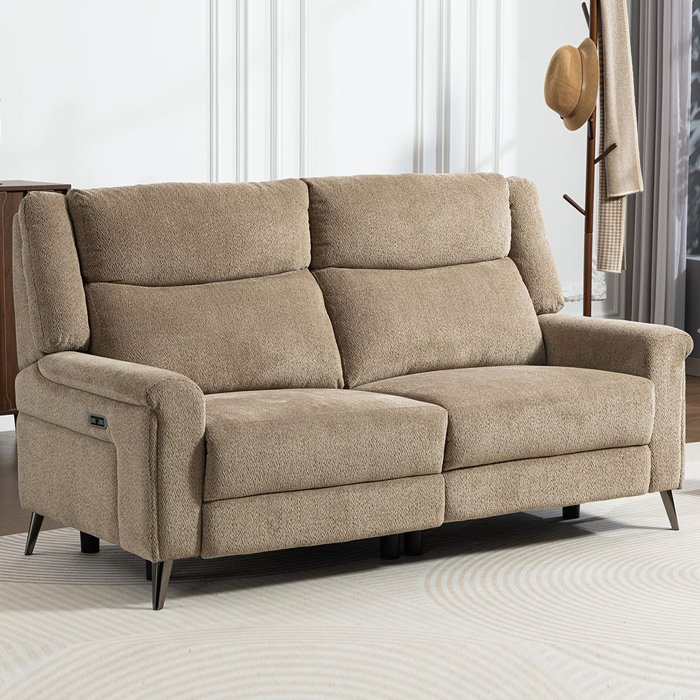 Serina Fabric Electric Recliner Sofa Suite in Driftwood