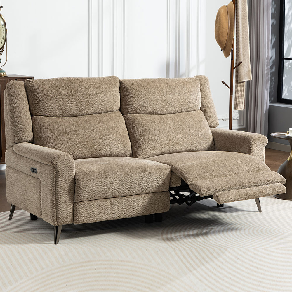 Serina Fabric Electric Recliner Sofa Suite in Driftwood