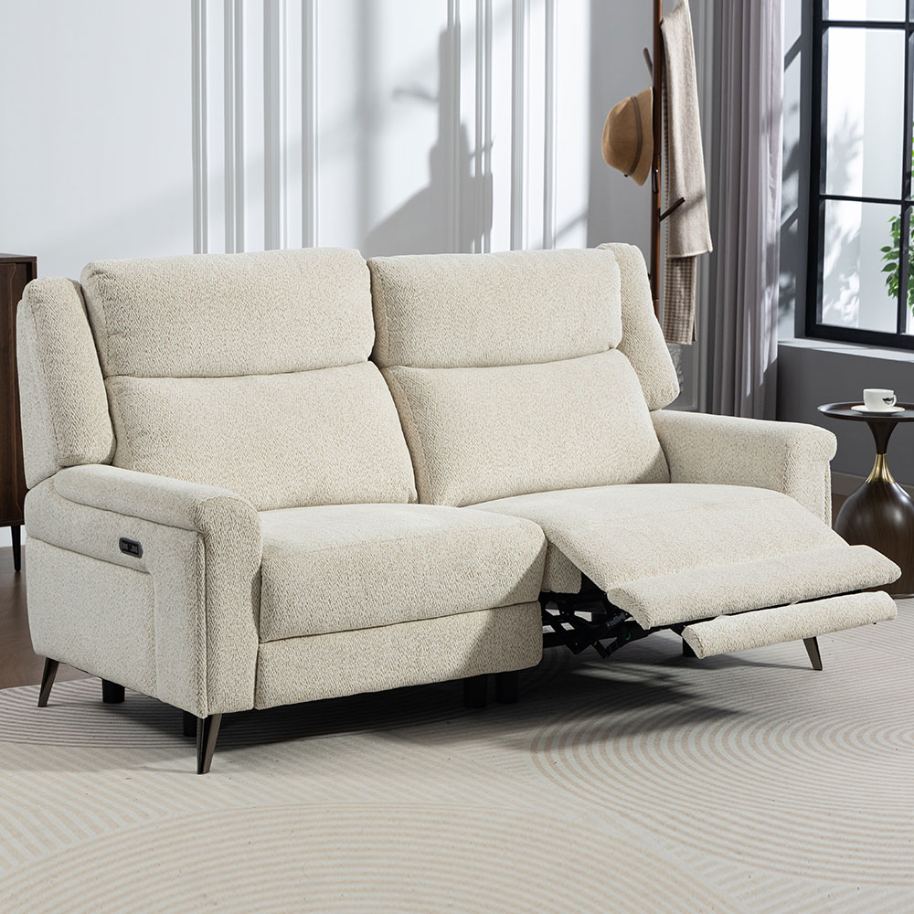 Serina Fabric Electric Recliner Sofa Suite in Oatmeal