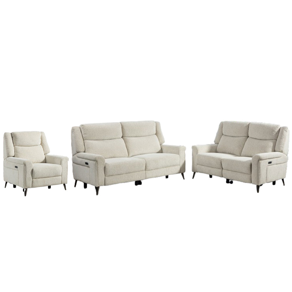 Serina Fabric Electric Recliner Sofa Suite in Oatmeal