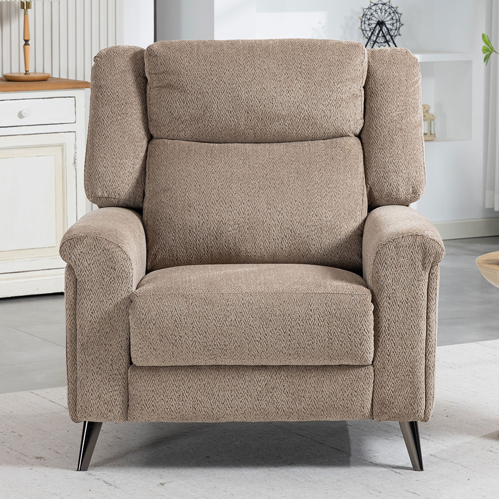 Serina Fabric Manual Recliner 1 Seater Sofa in Driftwood
