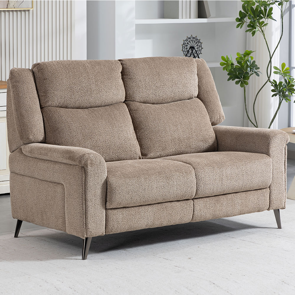 Serina Fabric Manual Recliner 2 Seater Sofa in Driftwood