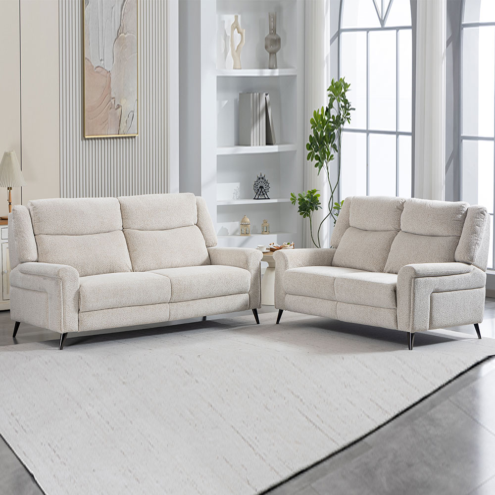 Serina Fabric Manual Recliner 3+2 Seater Sofa Set in Oatmeal