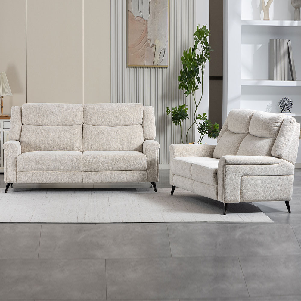 Serina Fabric Manual Recliner 3+2 Seater Sofa Set in Oatmeal