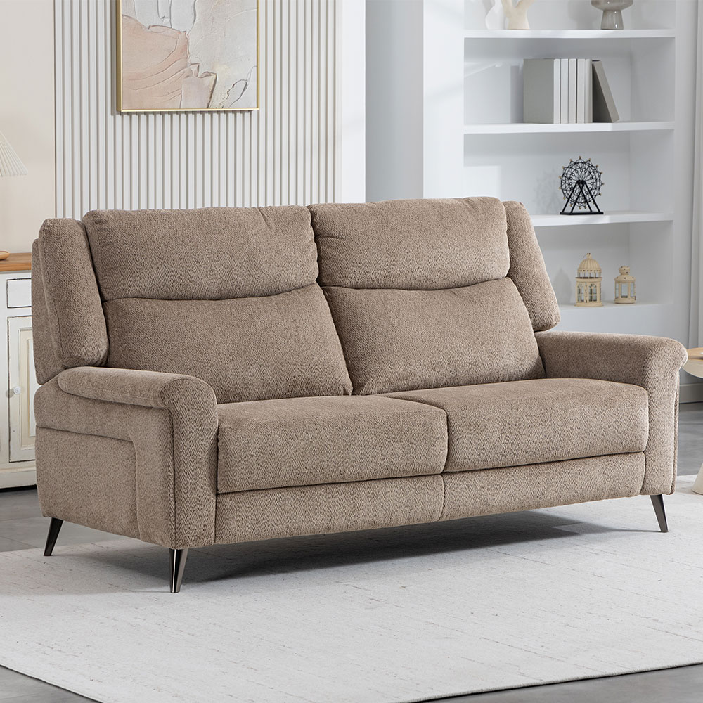 Serina Fabric Manual Recliner 3 Seater Sofa in Driftwood