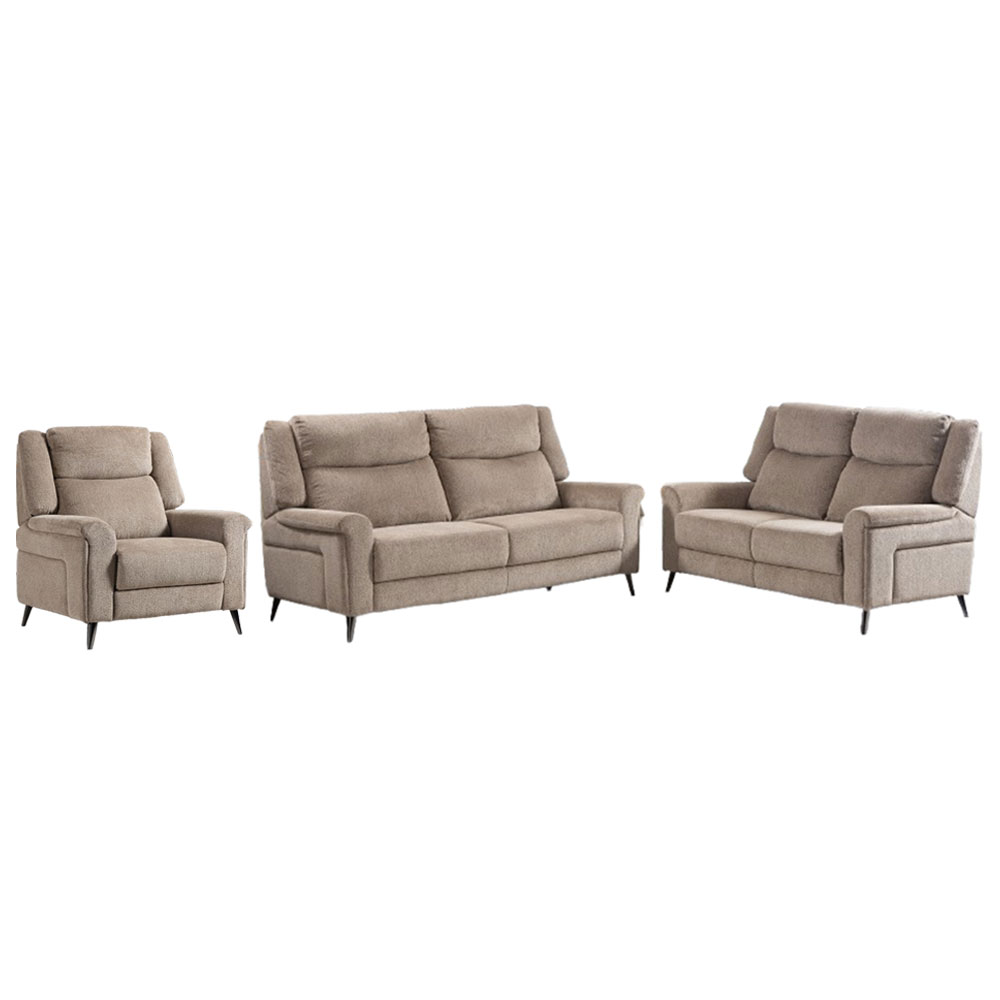 Serina Fabric Manual Recliner Sofa Suite in Driftwood