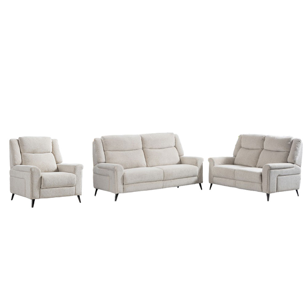 Serina Fabric Manual Recliner Sofa Suite in Oatmeal