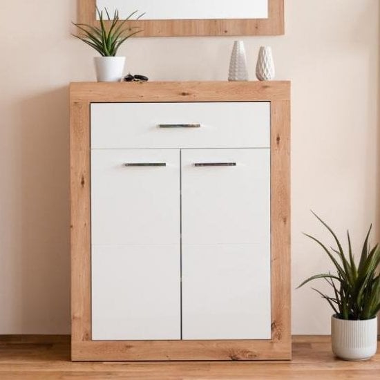 Serpens Shoe Storage Cabinet In Artisan Oak And White