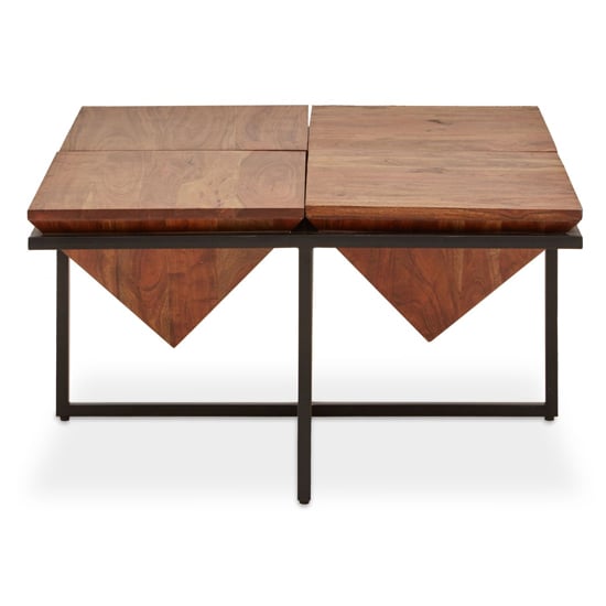 Photo of Serra pyramid shape acacia wood coffee table in acacia